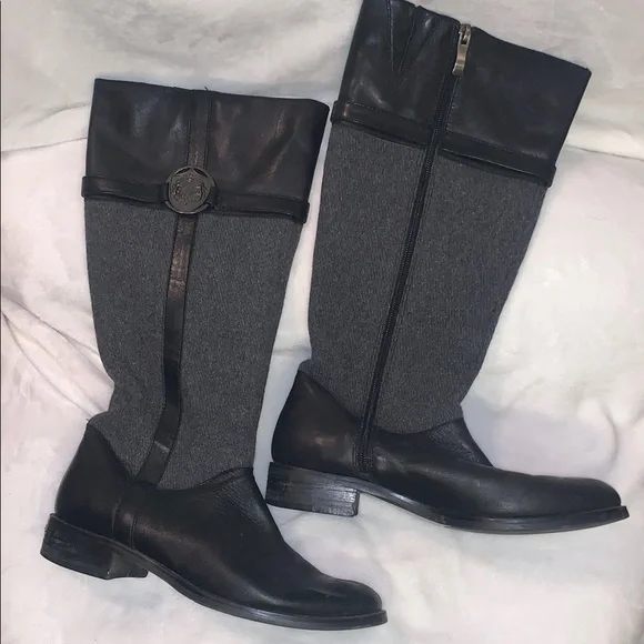 Franco Fortini Black and Gray Over the Knee Boots - Picture 1 of 13